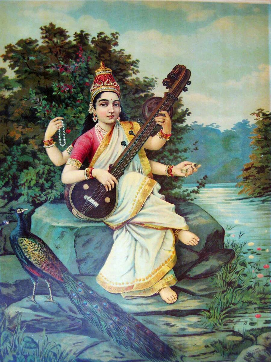 Traditional depiction of Saraswati